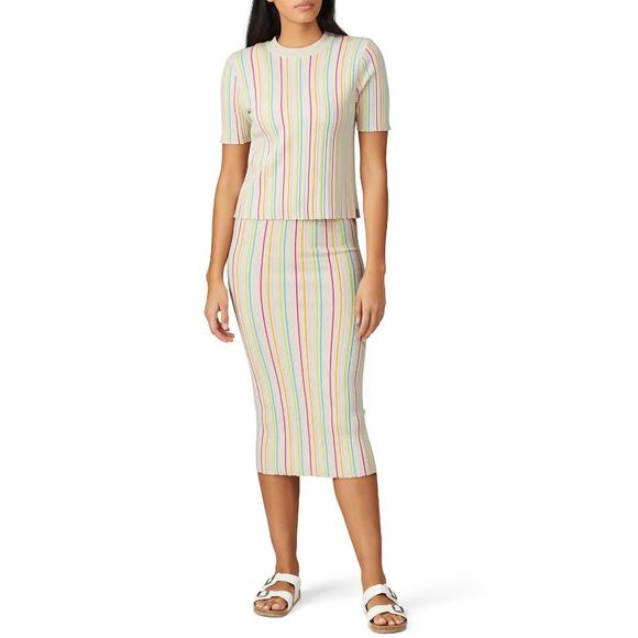KUHL X RTR Women's Cream Rainbow Striped The Jenna Top Size Medium - Picture 3 of 9